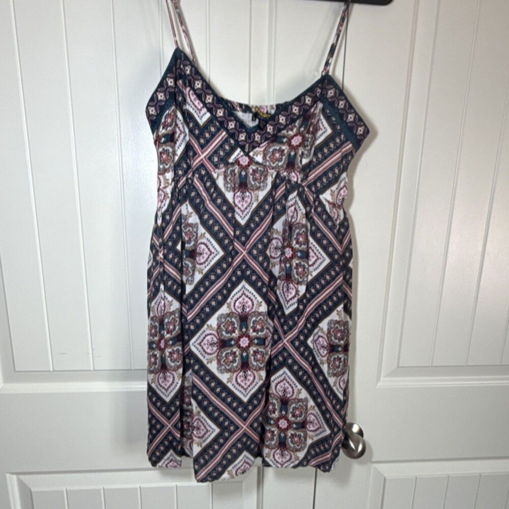 PRINCE & FOX Multicolor Geometric Sundress V-Neck Strappy Sleeveless XL